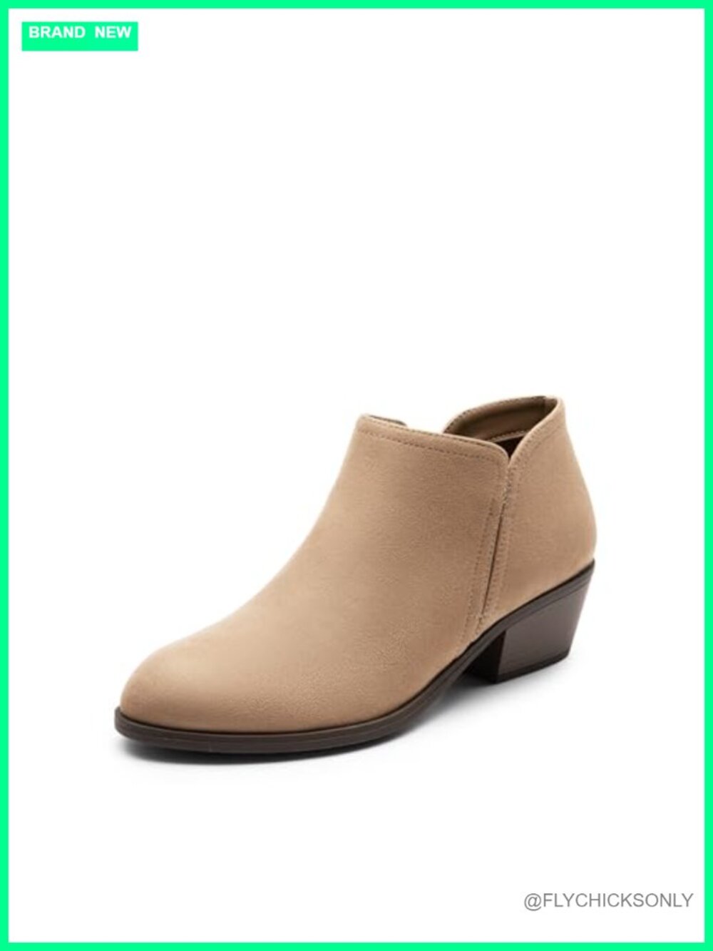 Women Ankle Booties Low Chunky Heel Faux Suede Dress Boots